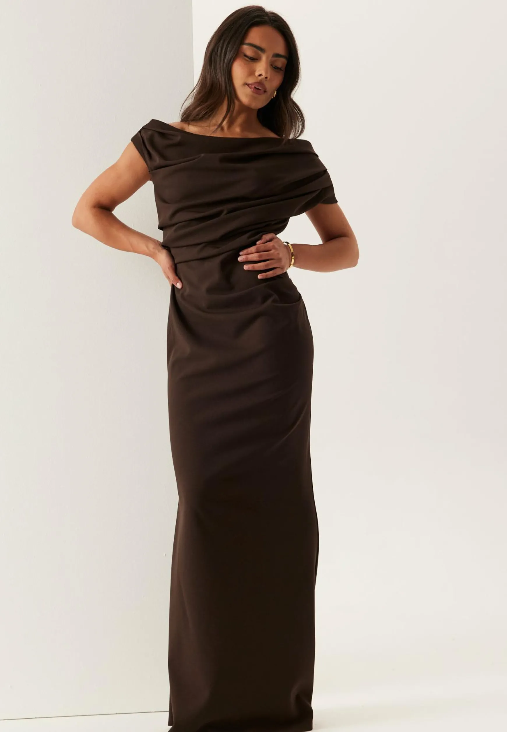 Asymmetric Draped Maxi Dress