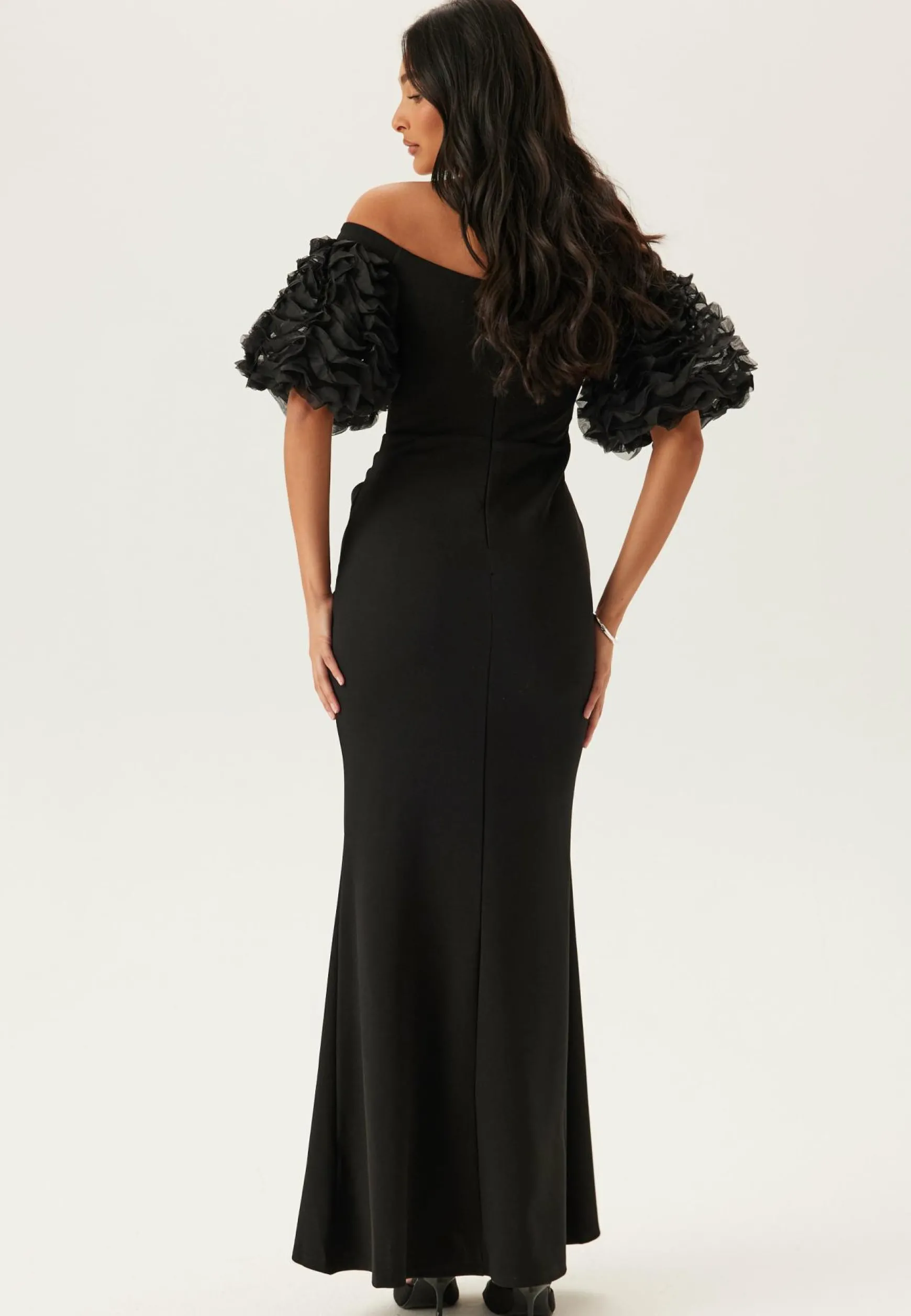 Bardot Ruffle Sleeve Maxi Dress