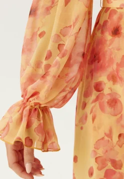 Belted Chiffon Midi Dress