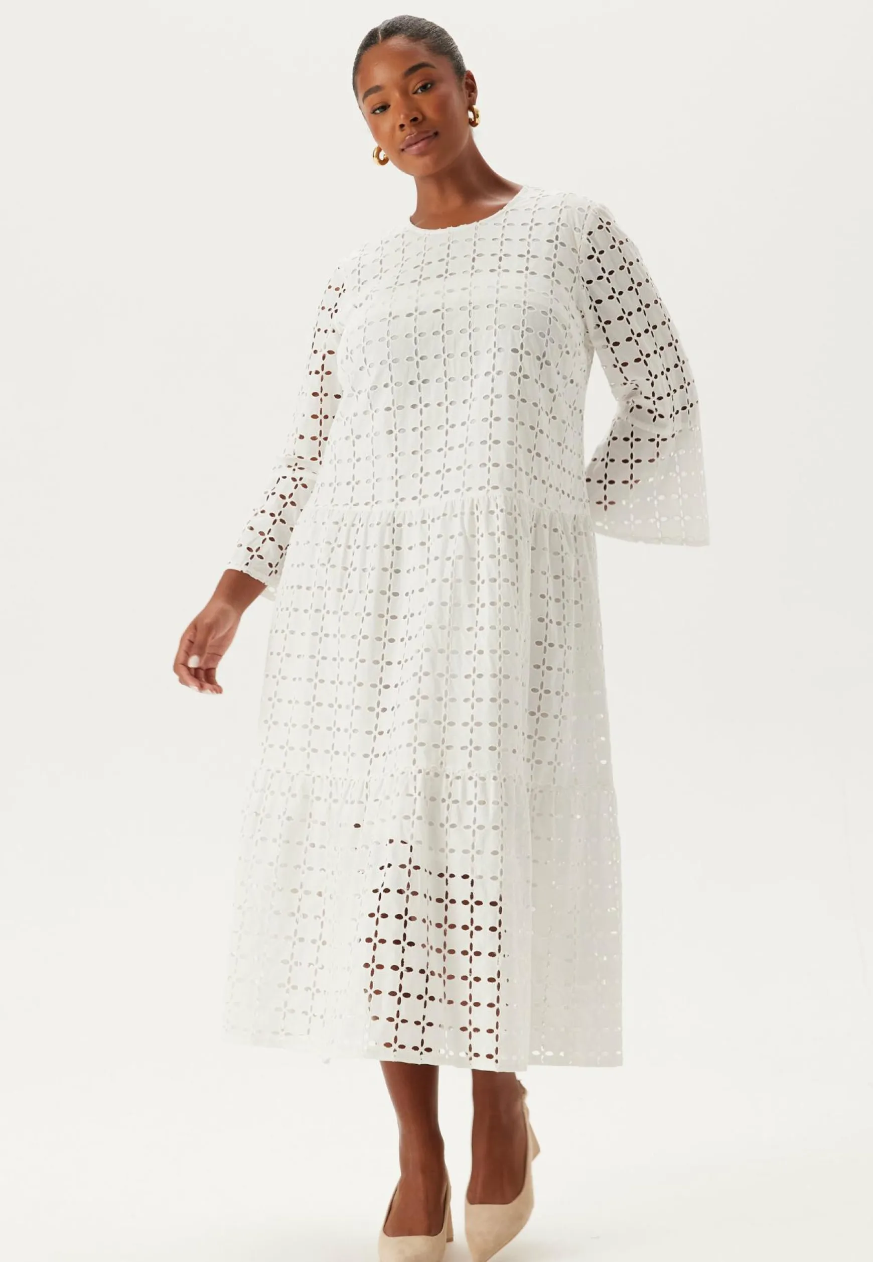 Broderie Anglaise Round Neck Dress