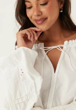 Broderie Anglaise Tie Blouse
