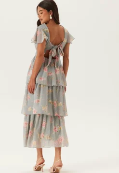 Butterfly Sleeve Flounce Dress