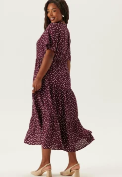 Butterfly Sleeve Viscose Midi Dress