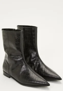 Croco Leather Ankle Boot