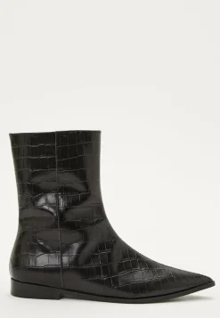 Croco Leather Ankle Boot