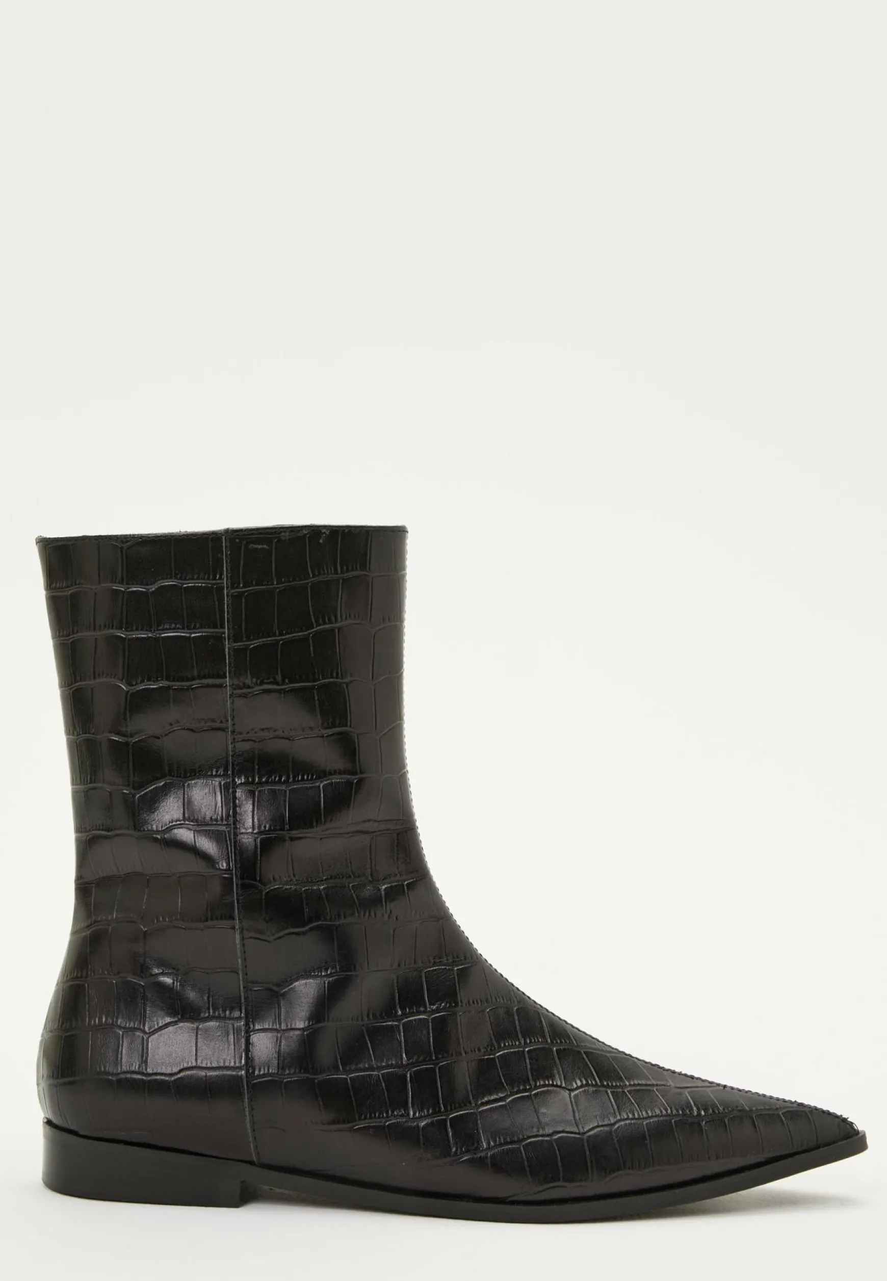 Croco Leather Ankle Boot