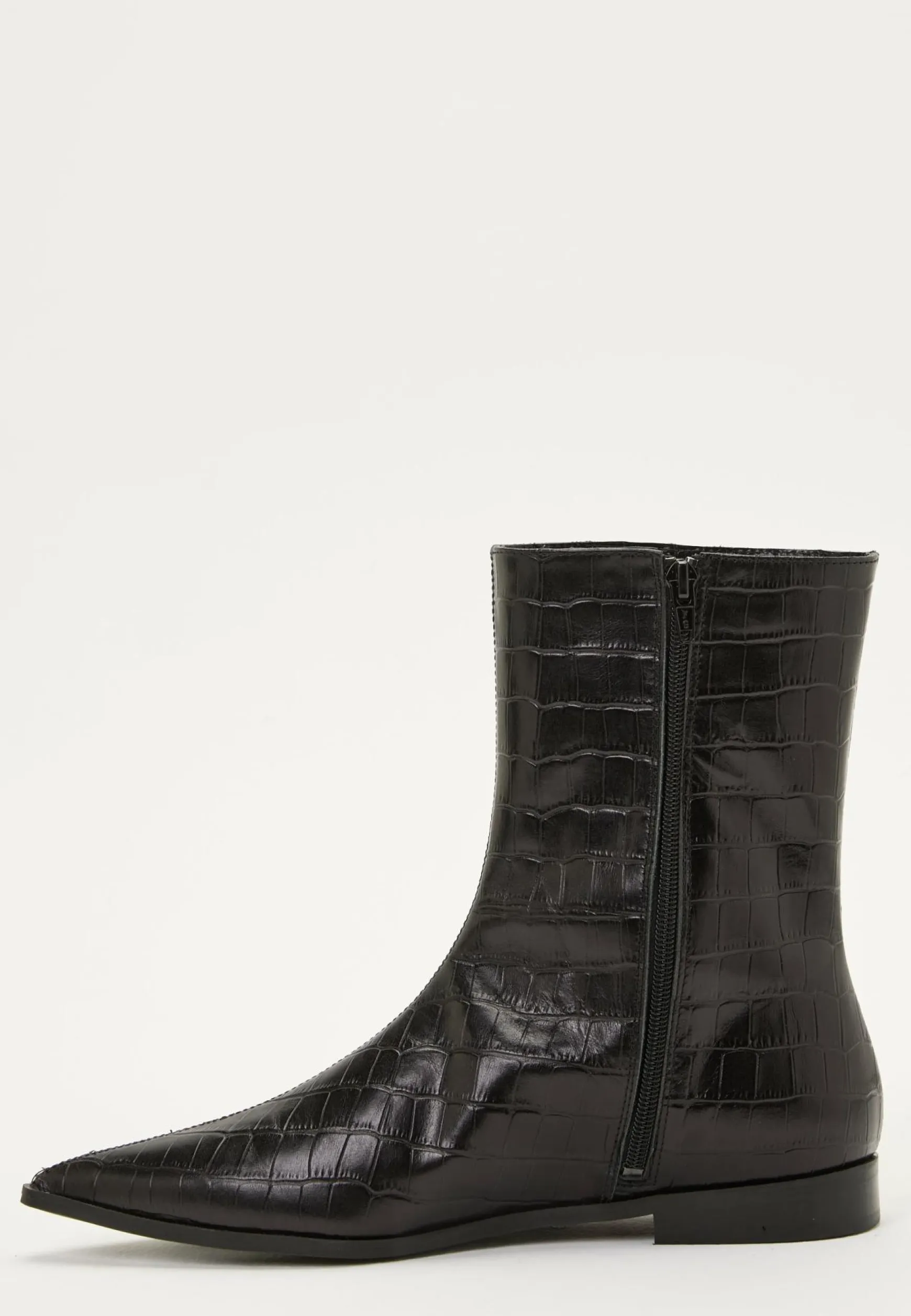 Croco Leather Ankle Boot