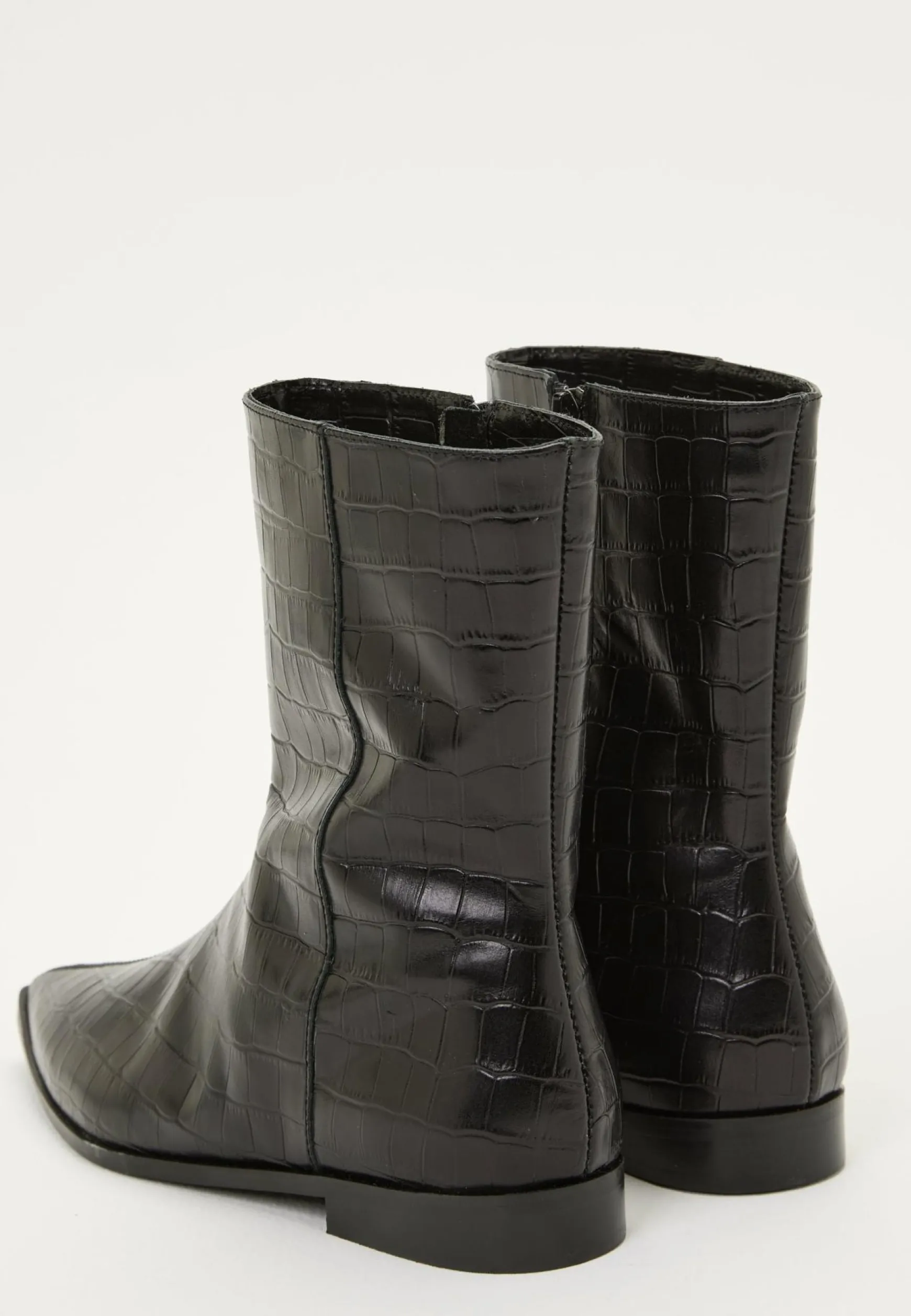 Croco Leather Ankle Boot