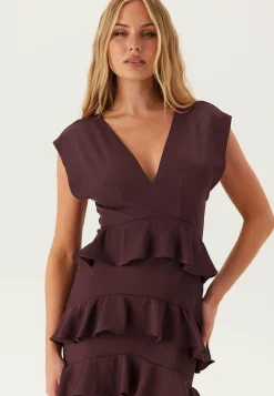 Deep V-Neck Flounce Gown