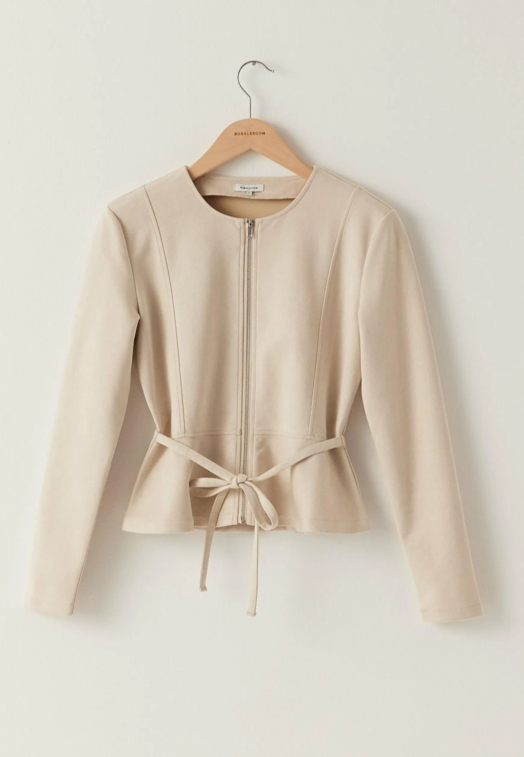 Faux Suede Peplum Jacket