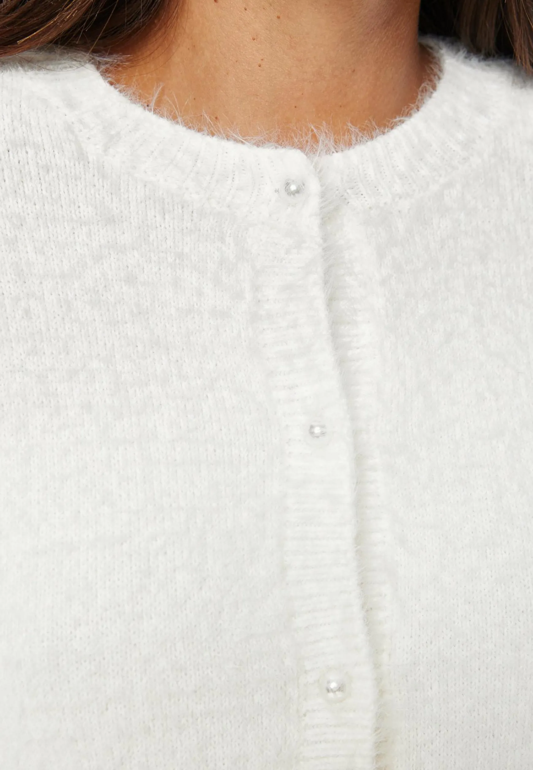 Fluffy Knitted Pearl Cardigan