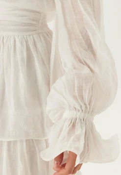 Frilled Balloon Sleeve Short Flounce Dress