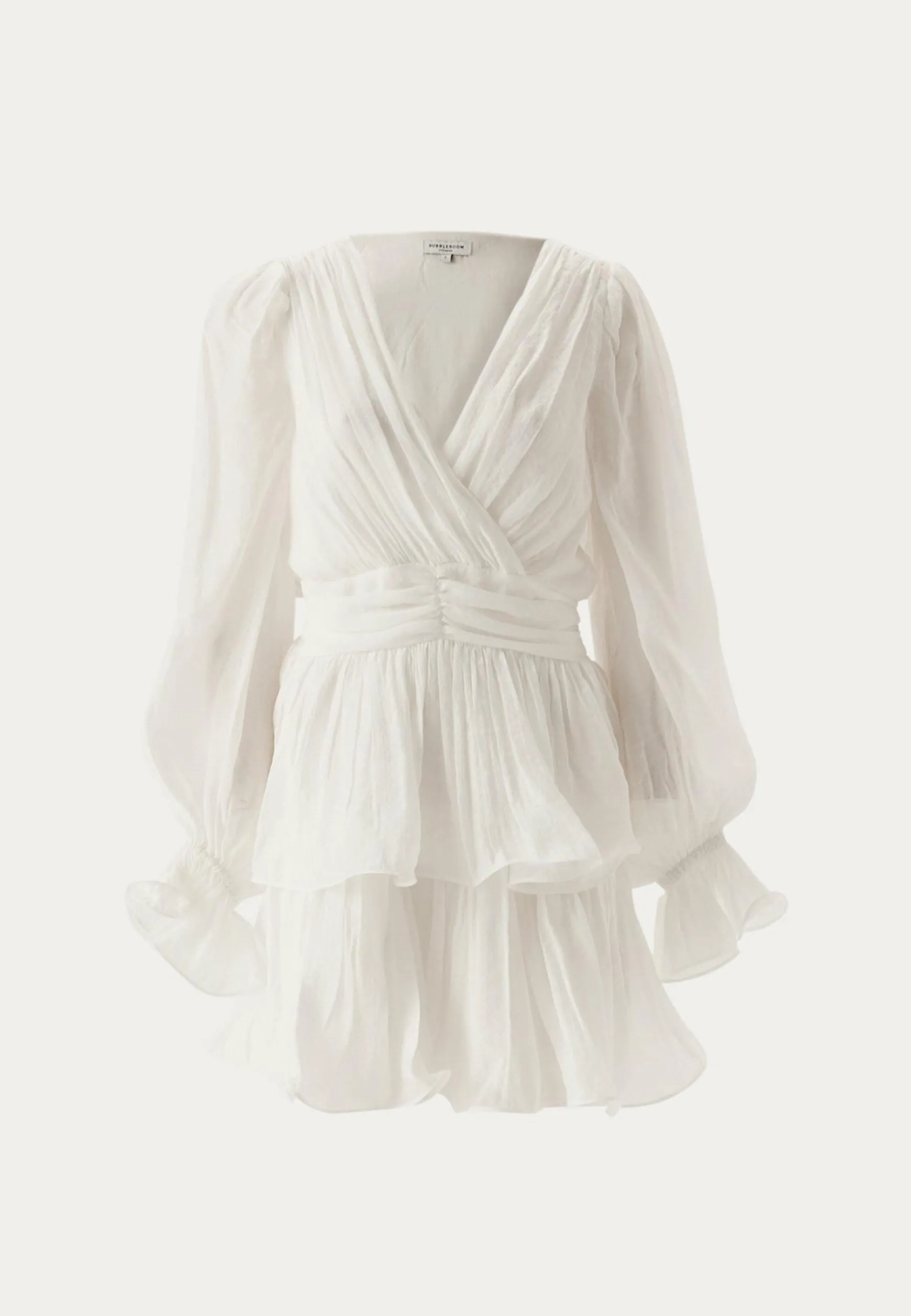 Frilled Balloon Sleeve Short Flounce Dress