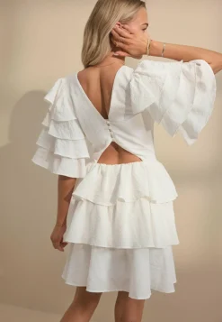 Frilled Sleeve Short Dress