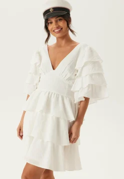 Frilled Sleeve Short Dress