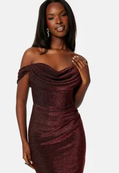 Glitter Off Shoulder Maxi Dress
