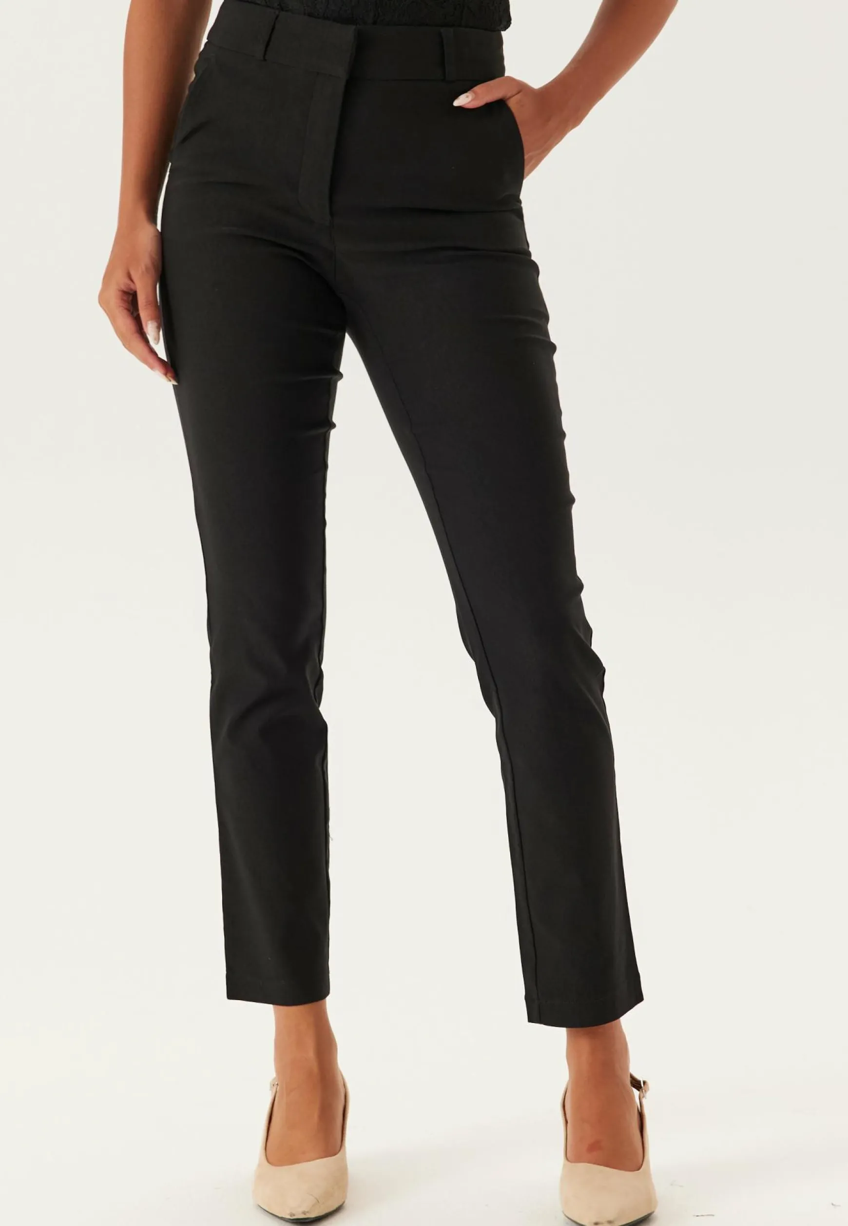 High Waist Stretchy Front Pocket Trousers