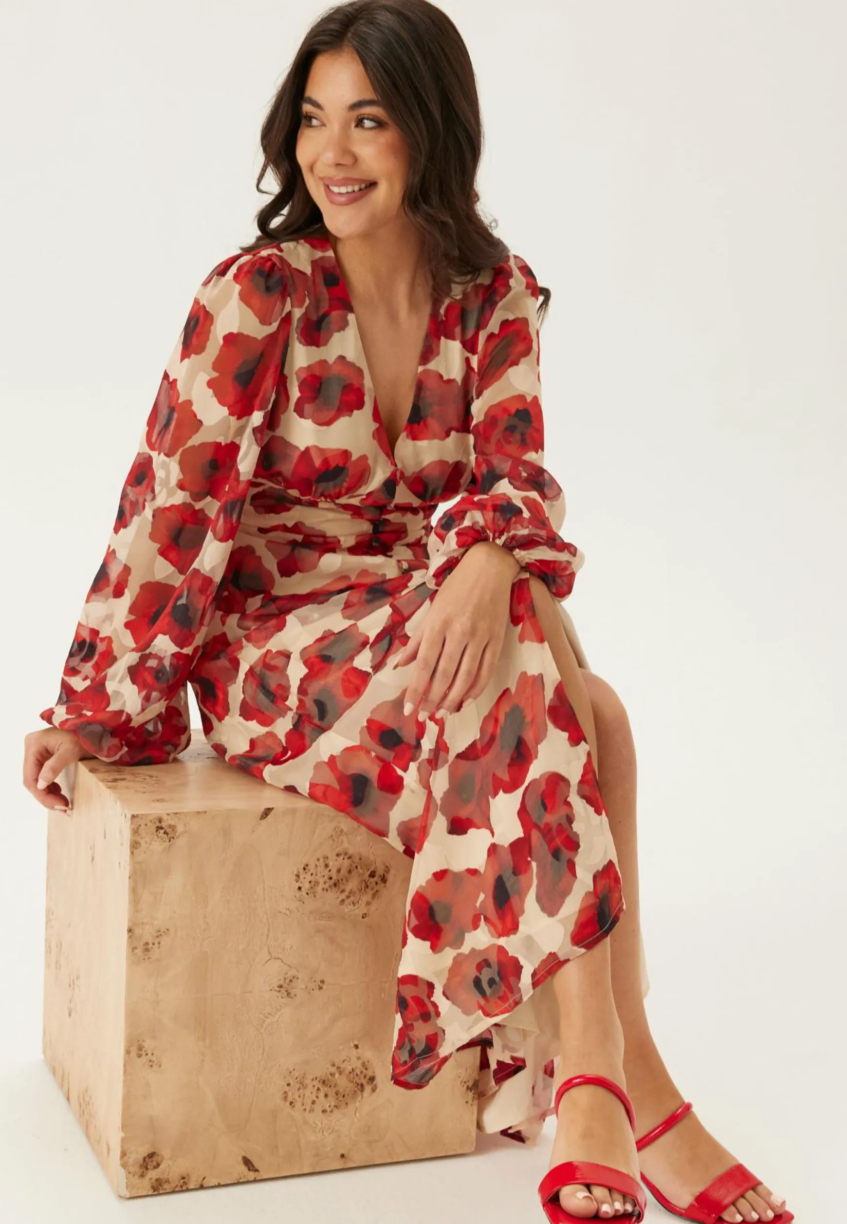 Jacquard Chiffon Midi Dress