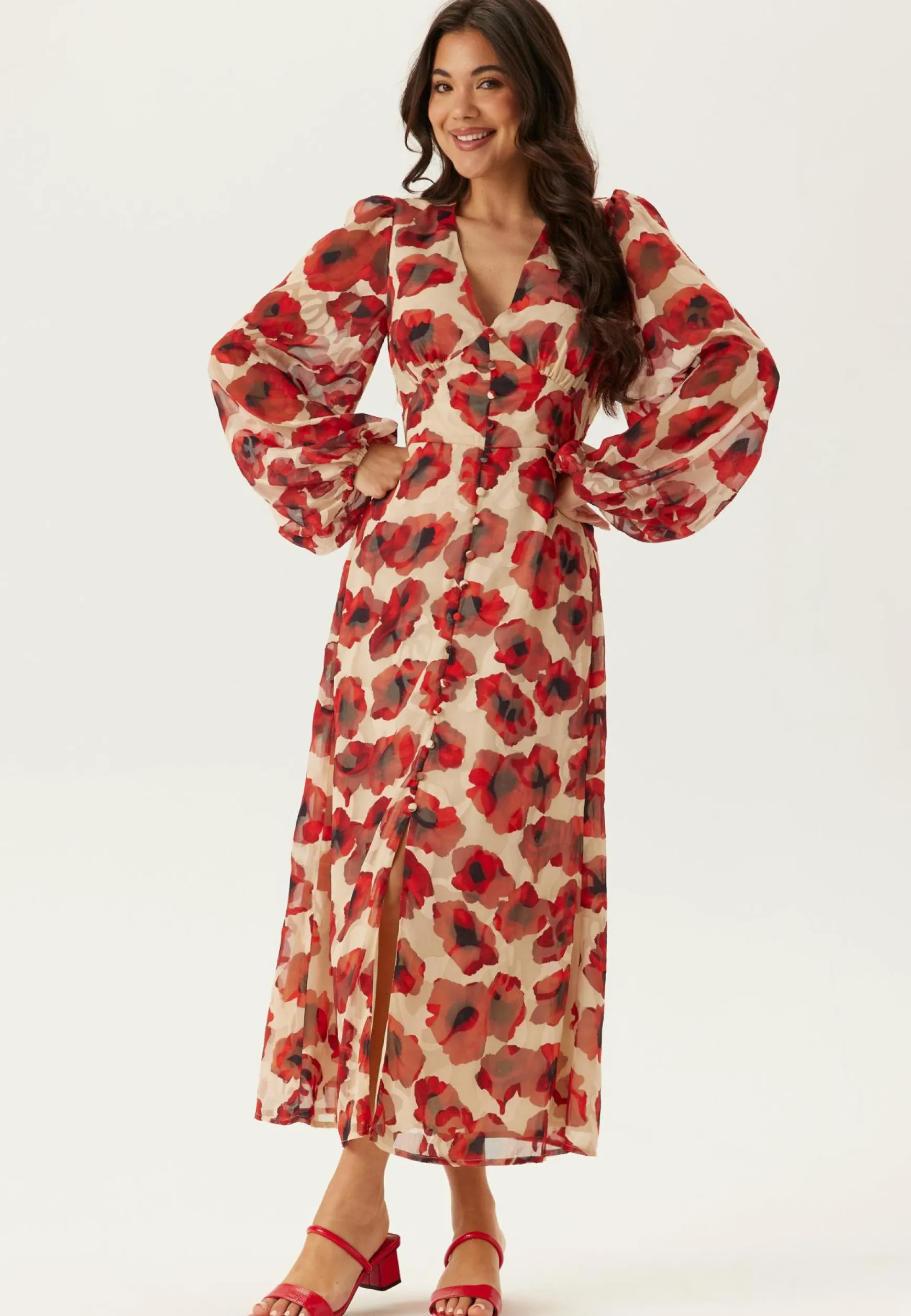 Jacquard Chiffon Midi Dress