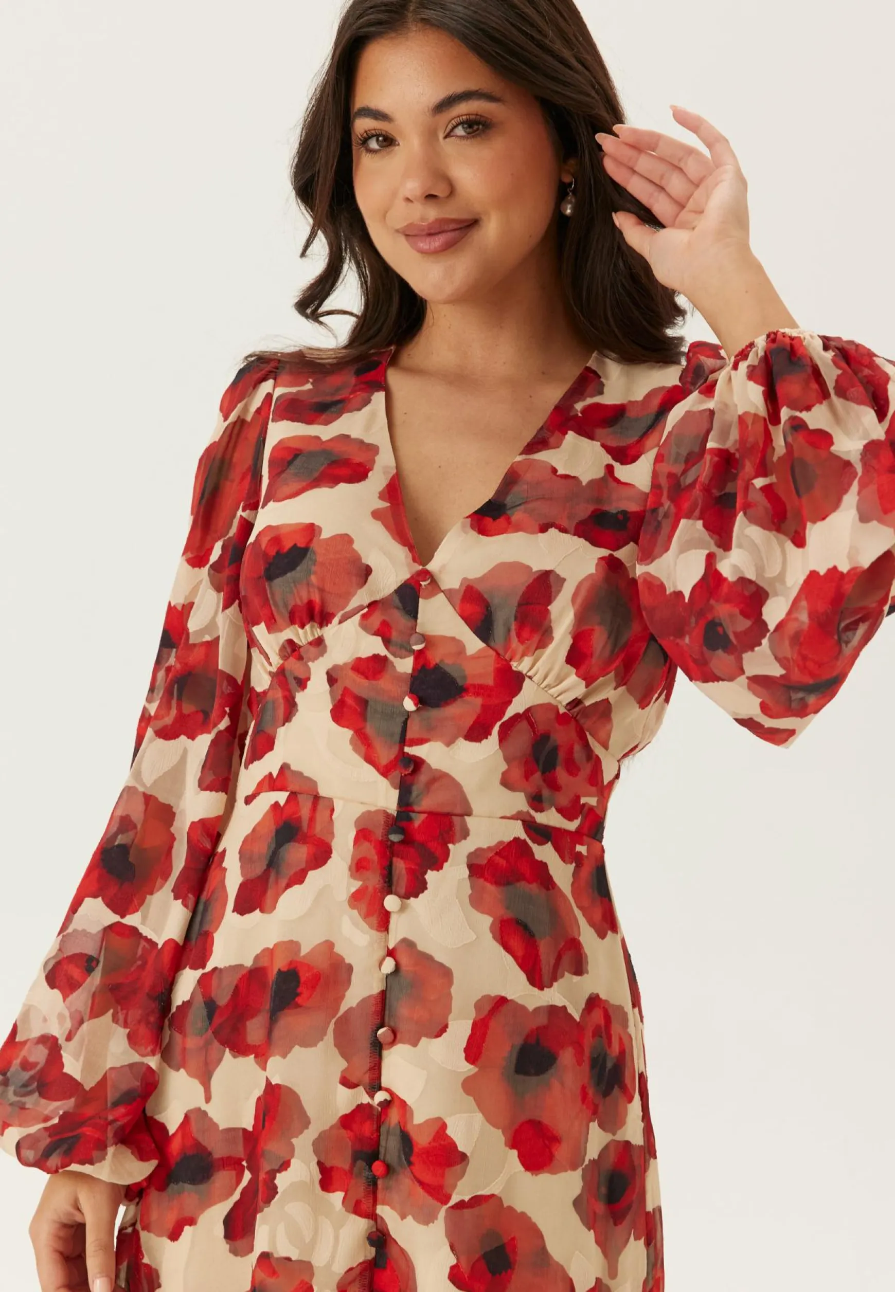 Jacquard Chiffon Midi Dress