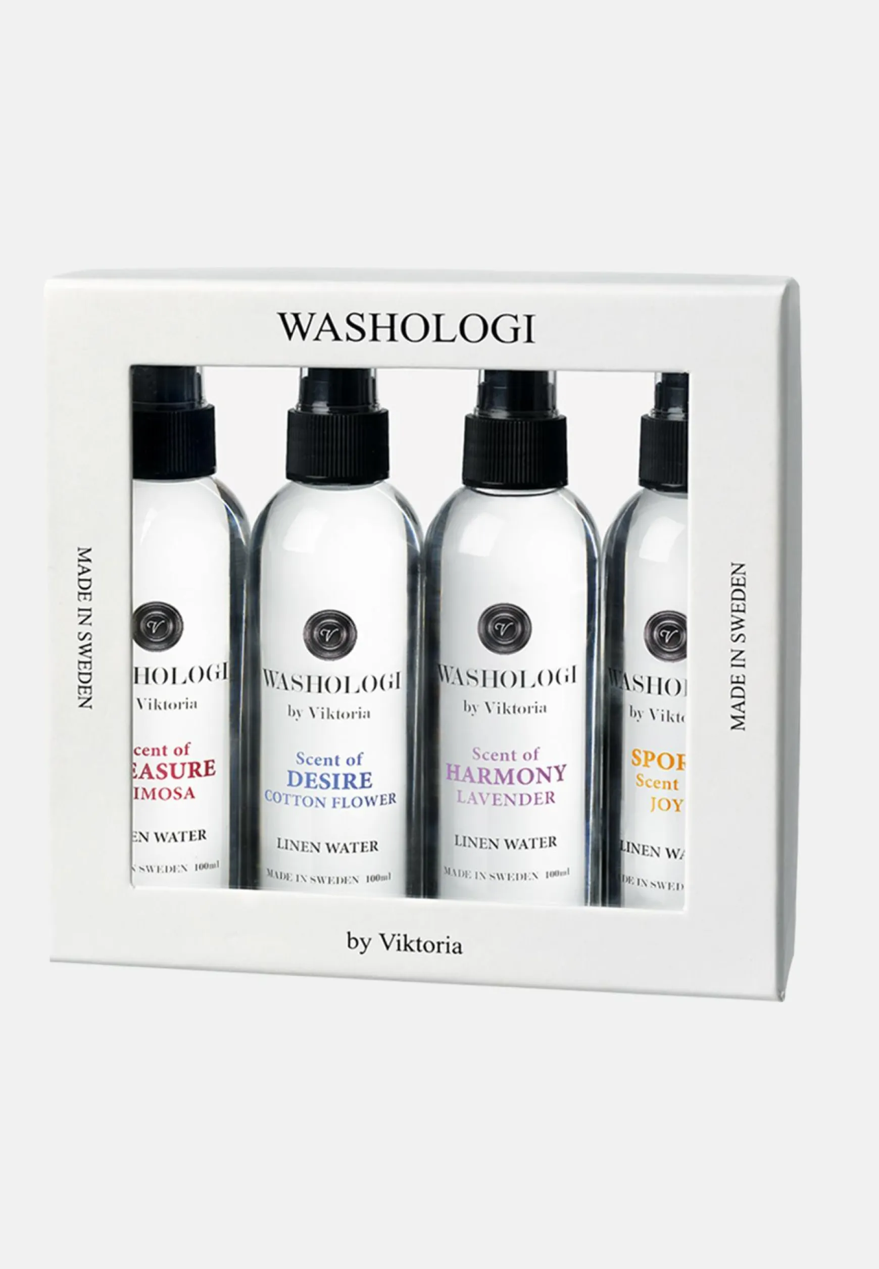 Linen Water Giftbox: Desire, Harmony, Pleasure & Sport 4x100ml