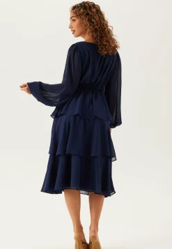 Long Sleeve Tiered Midi Dress