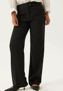 Mid Waist Straight Back Pocket Trousers