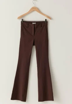 Mid Waist Stretchy Flared Trousers