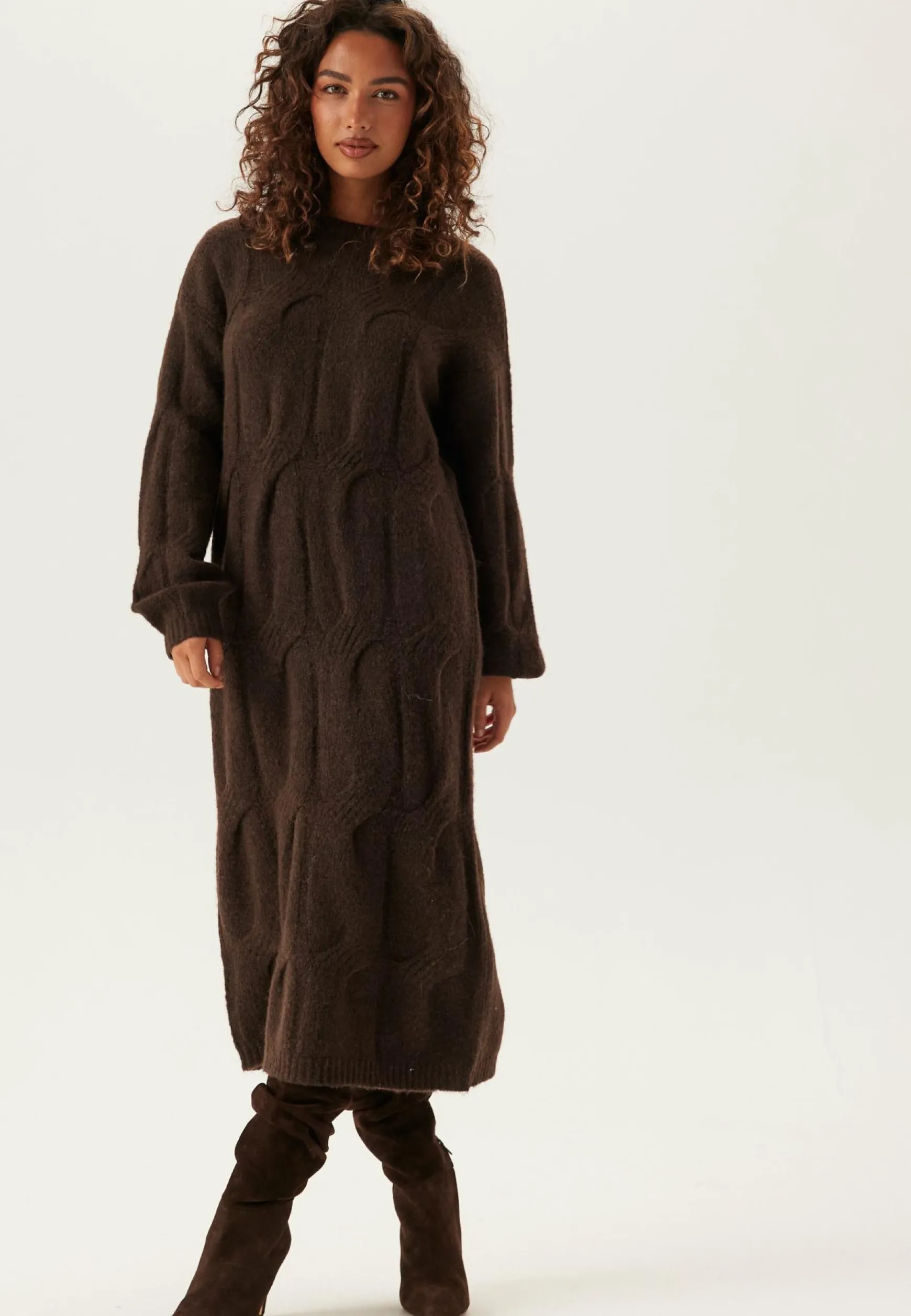 Pcjenna Ls Cable Knit Midi Dre