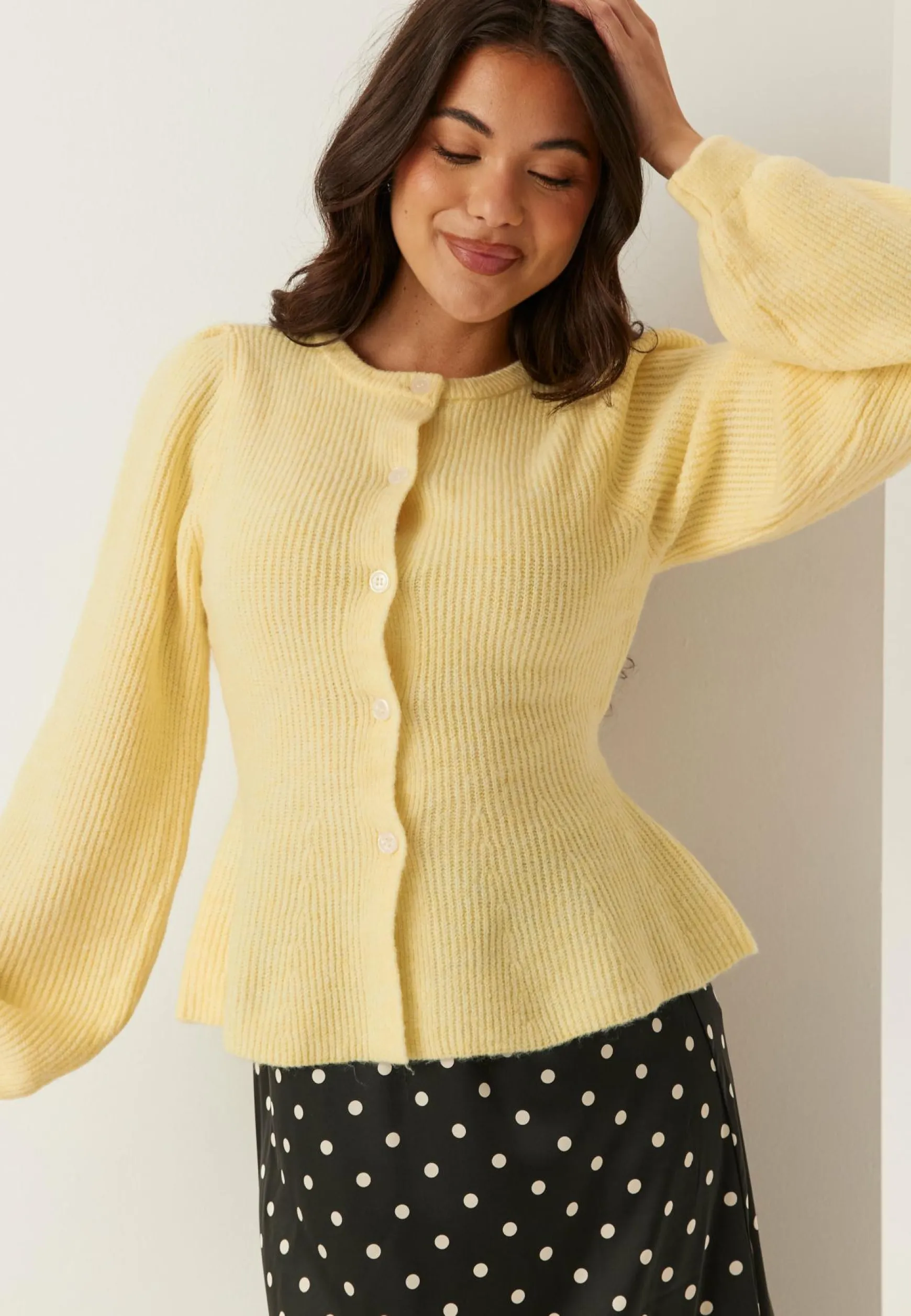Pcsilly Ls Puff Knit Cardigan