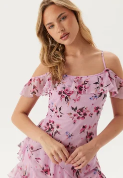 Peaky Shoulder Flounce Maxi Dress