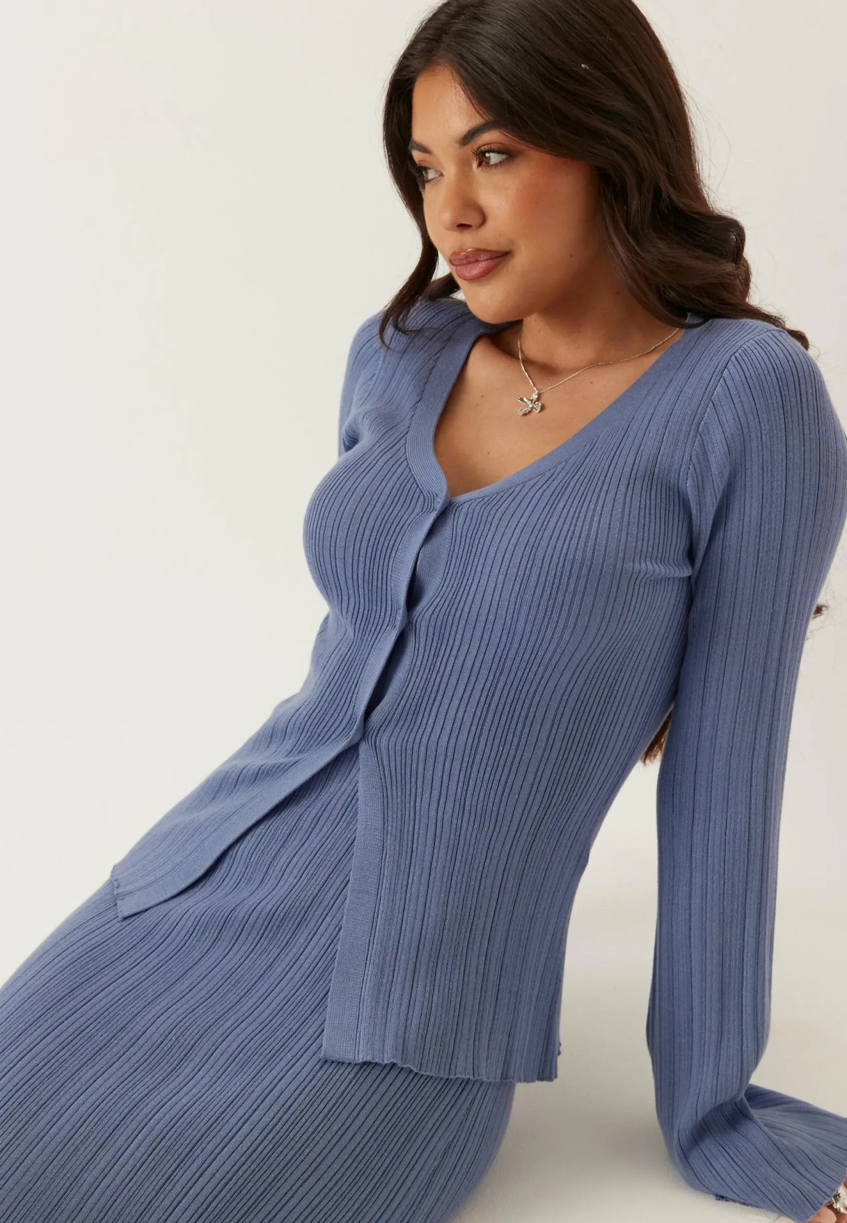 Rib Sculpted Knitted Cardigan