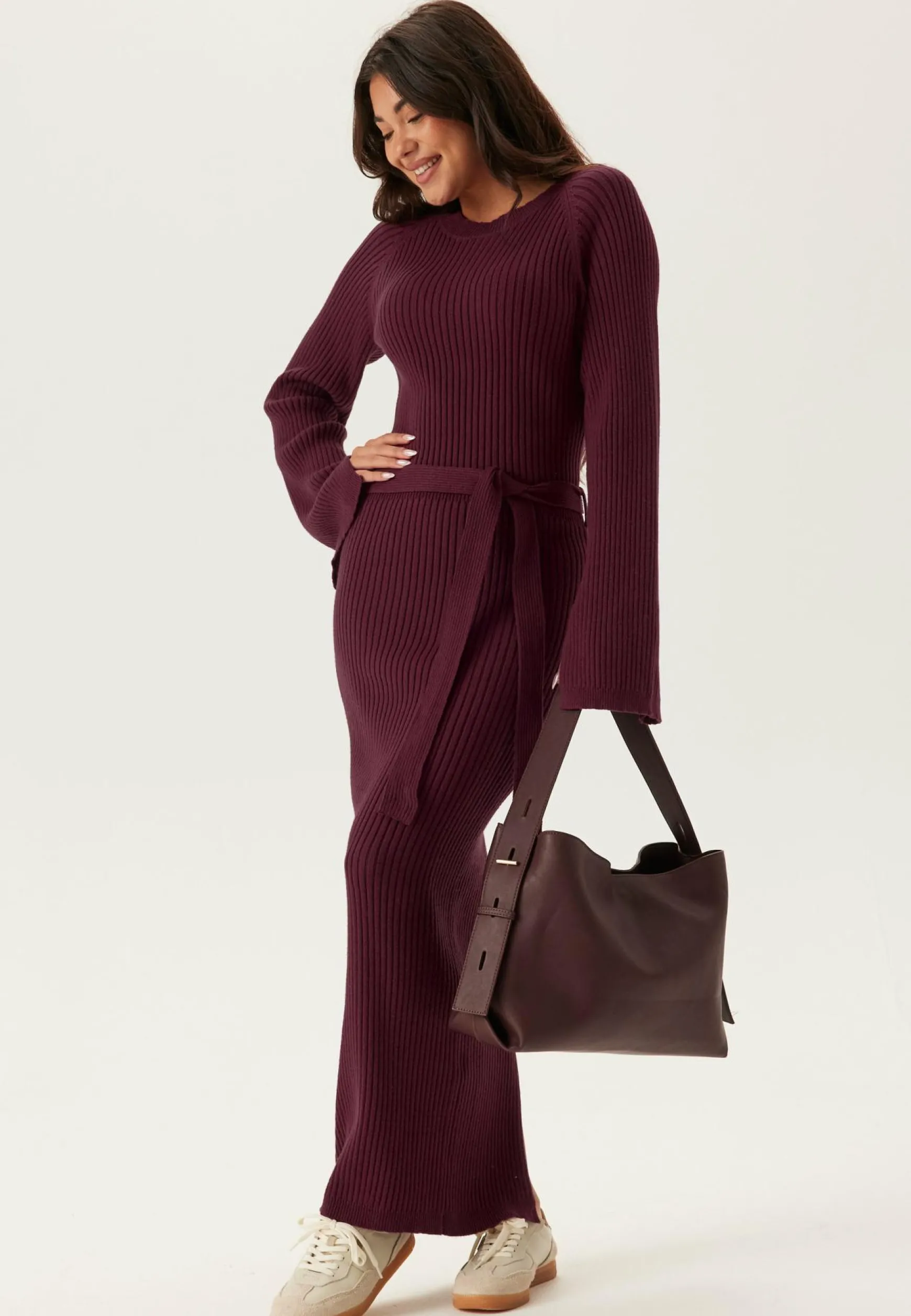 Round Neck Rib Knitted Maxi Dress