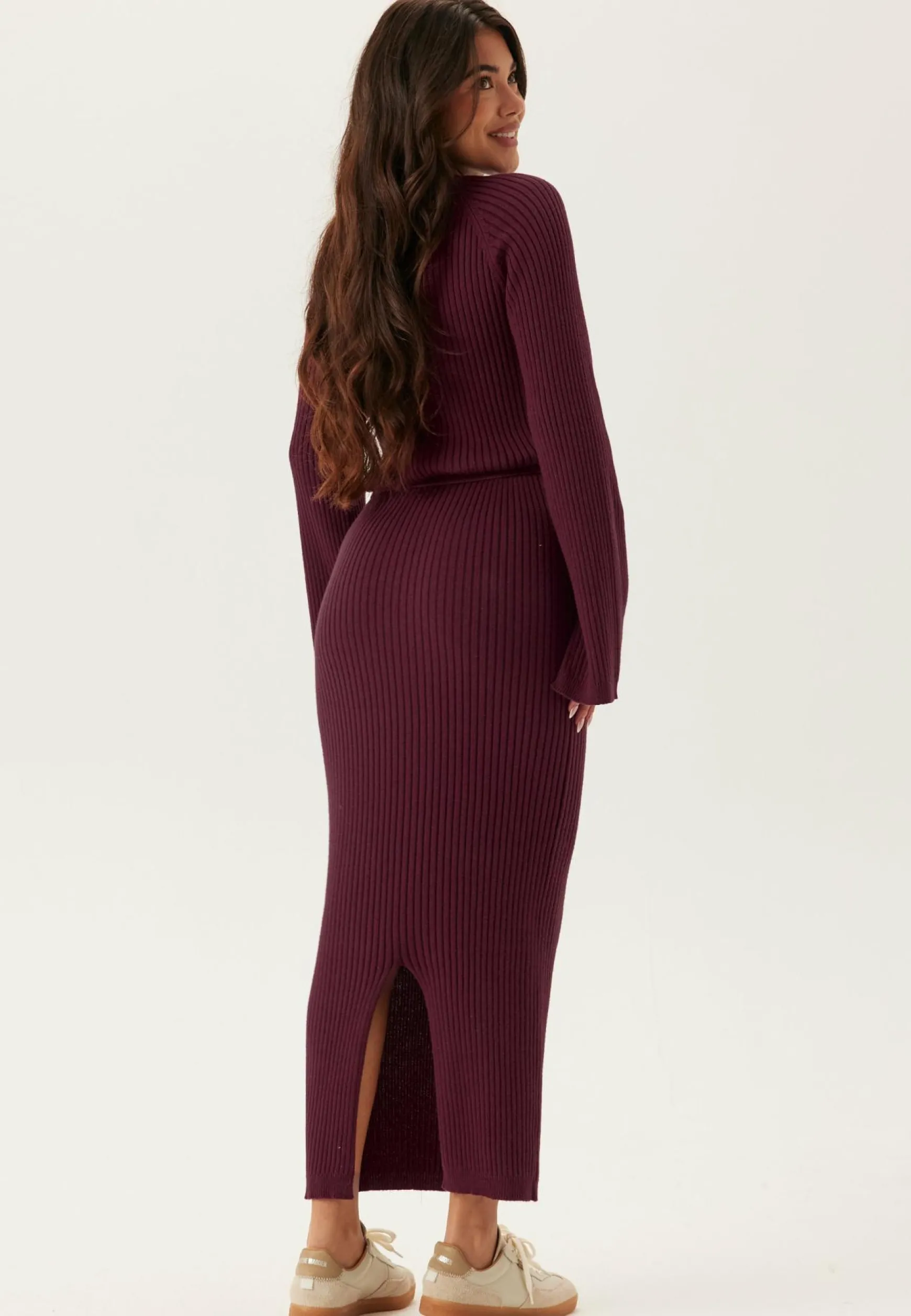 Round Neck Rib Knitted Maxi Dress