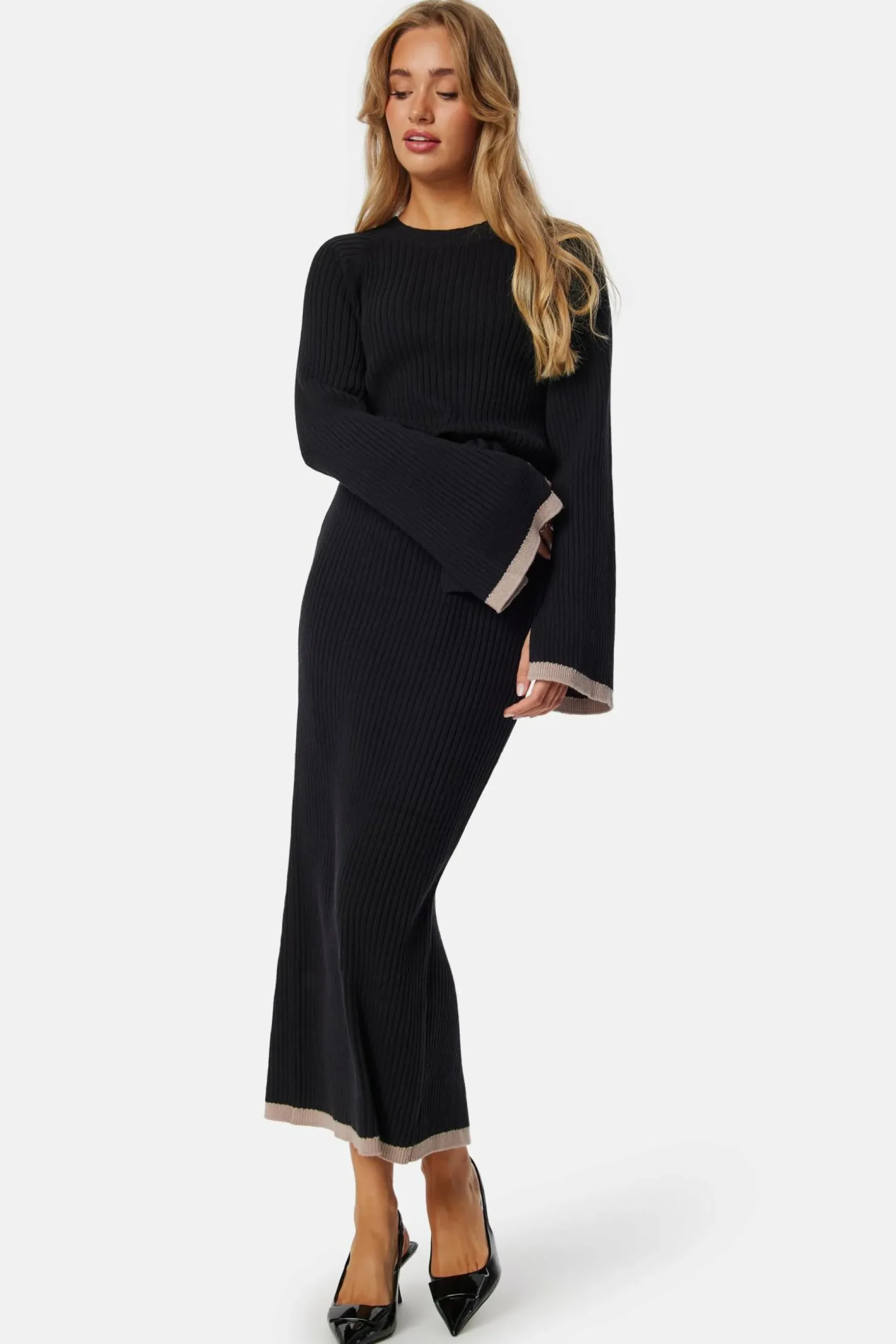 Round Neck Rib Knitted Maxi Dress