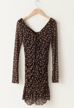 Ruched Mesh Frill Dress