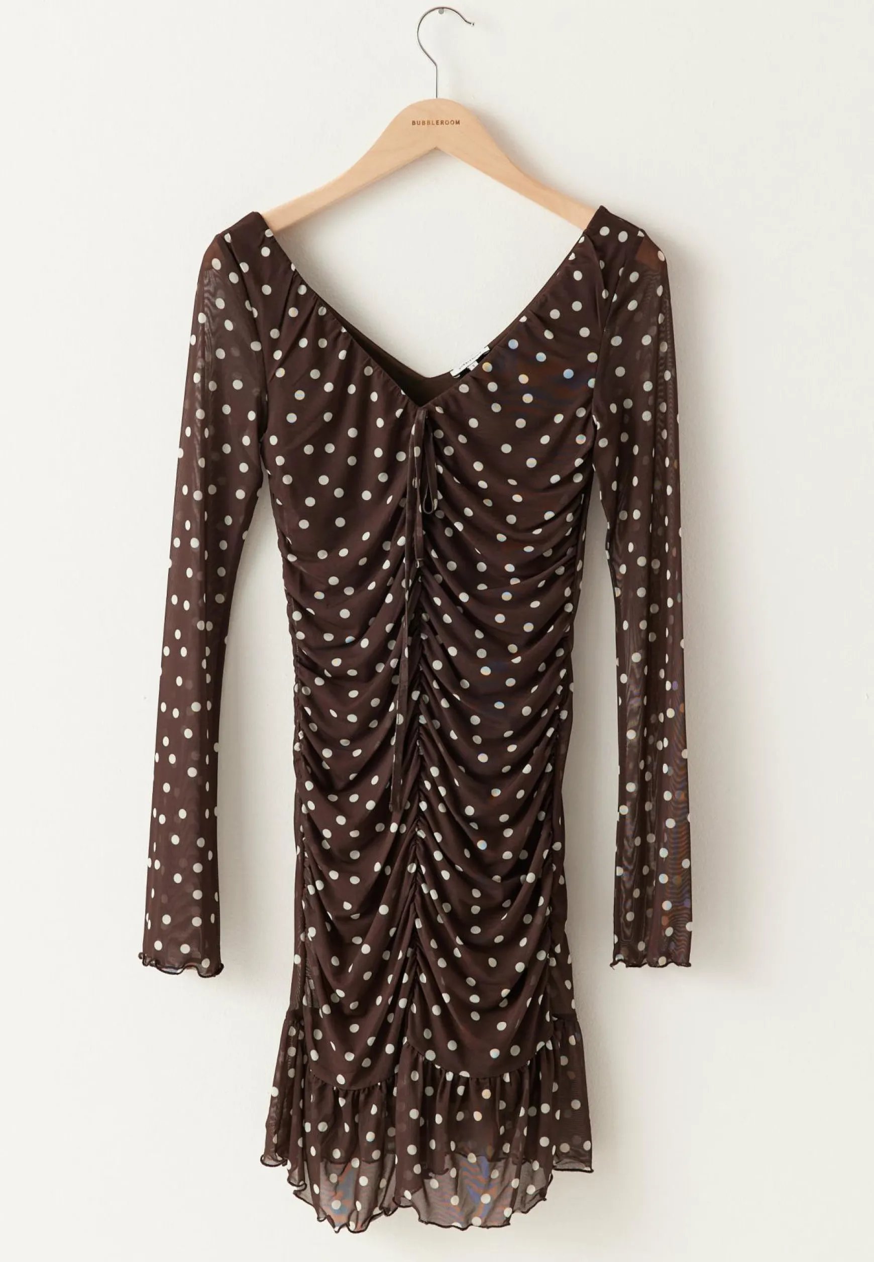 Ruched Mesh Frill Dress