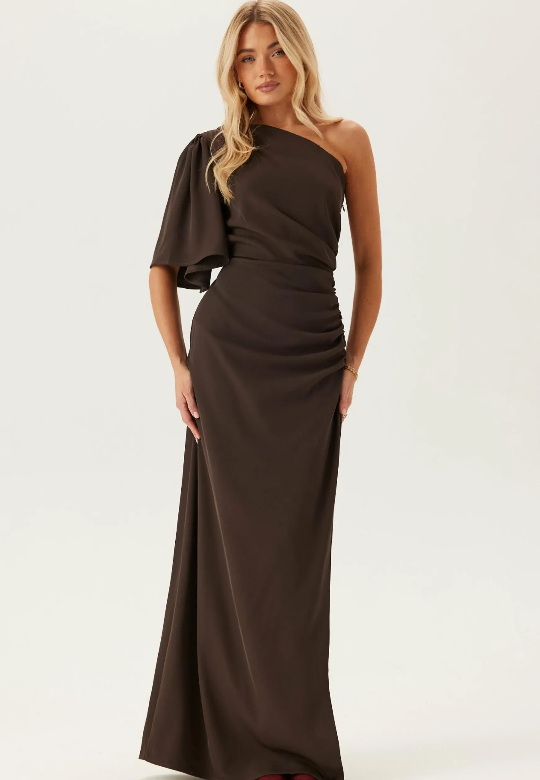 Ruched One Shoulder Gown