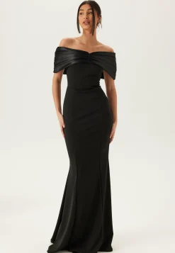 Satin Bow Off Shoulder Gown