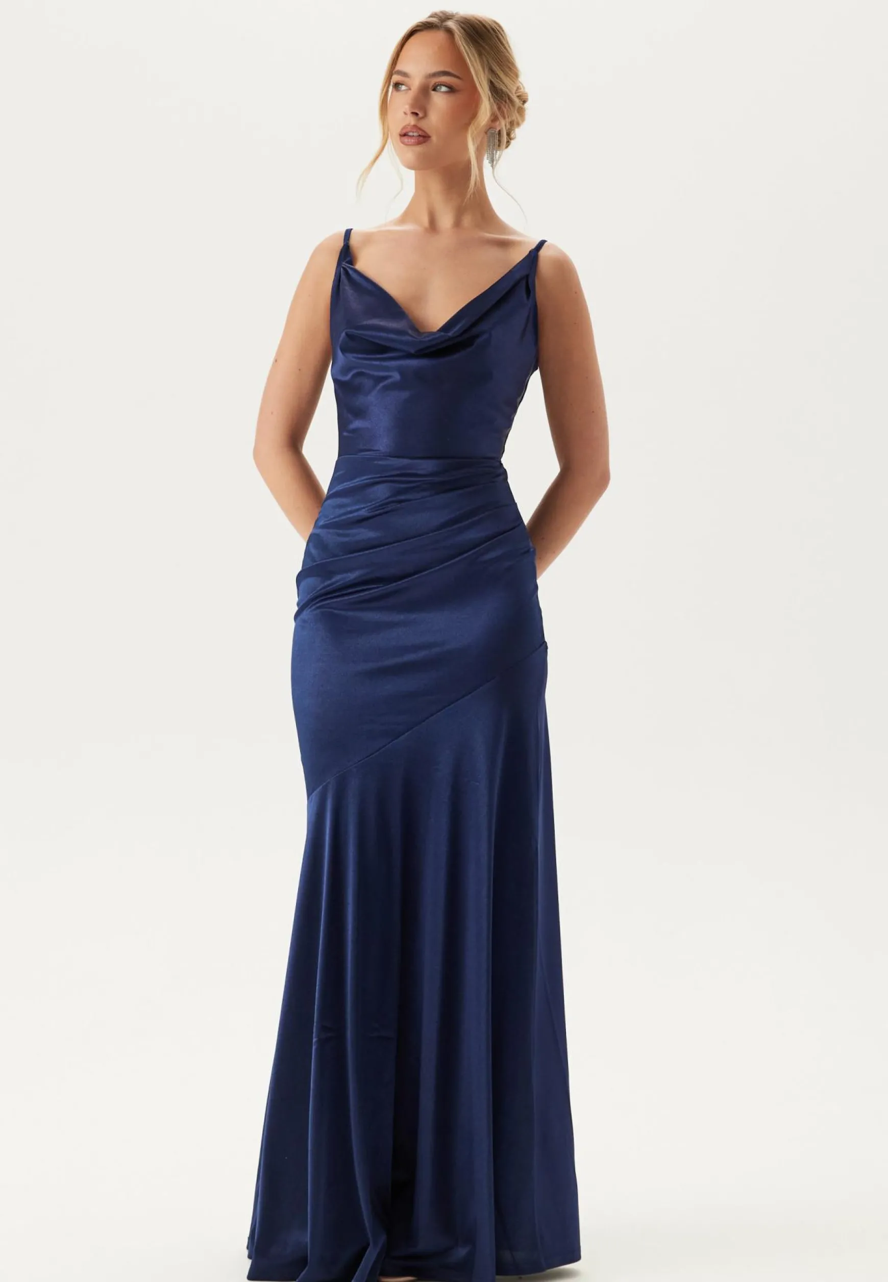 Satin Cowl Neck Maxi Dress