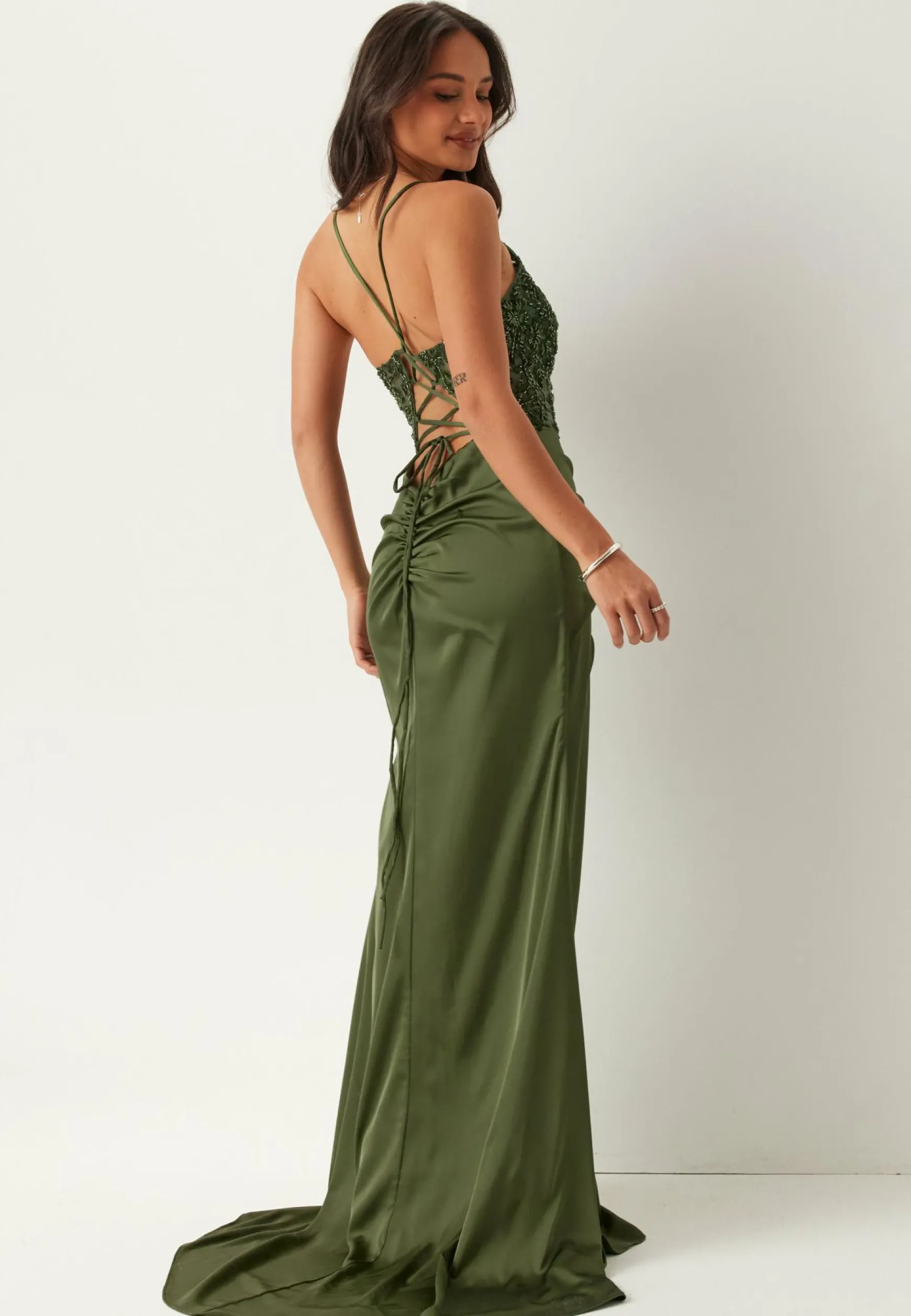 Satin Evening Dress With Back Lacing