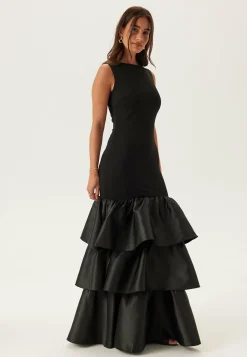 Satin Frill Maxi Dress