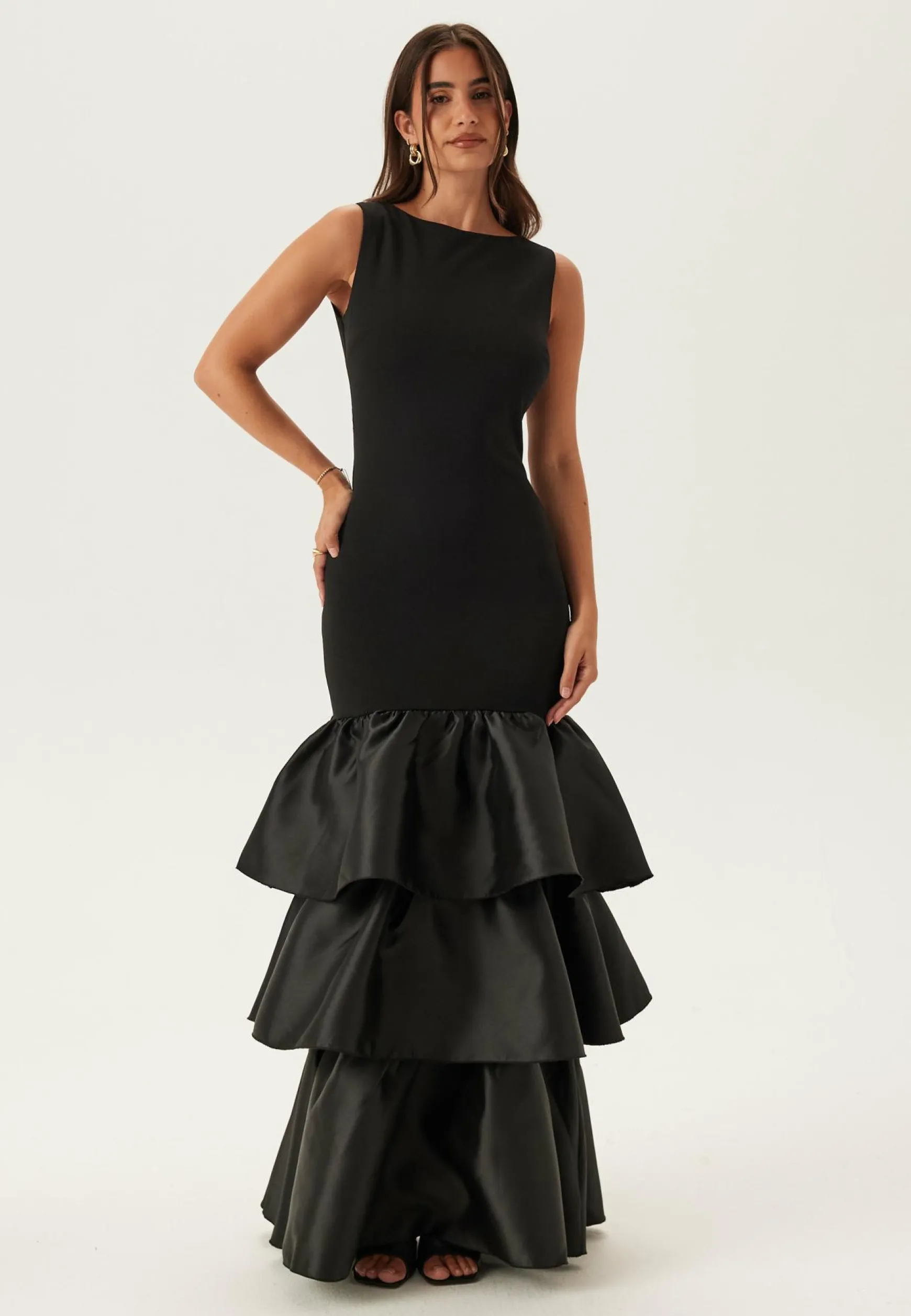 Satin Frill Maxi Dress