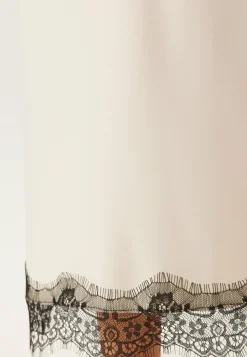 Satin Lace Midi Skirt