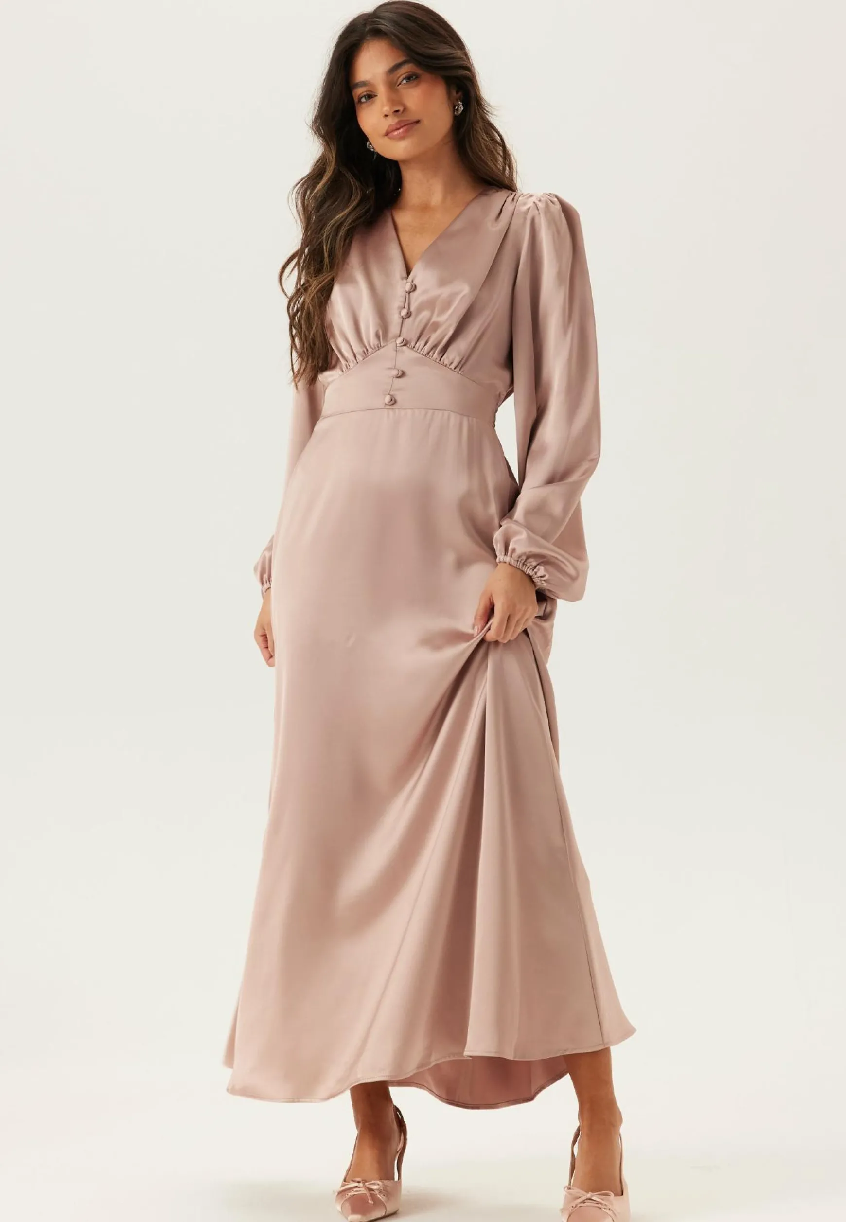 Satin V-neck Maxi Dress
