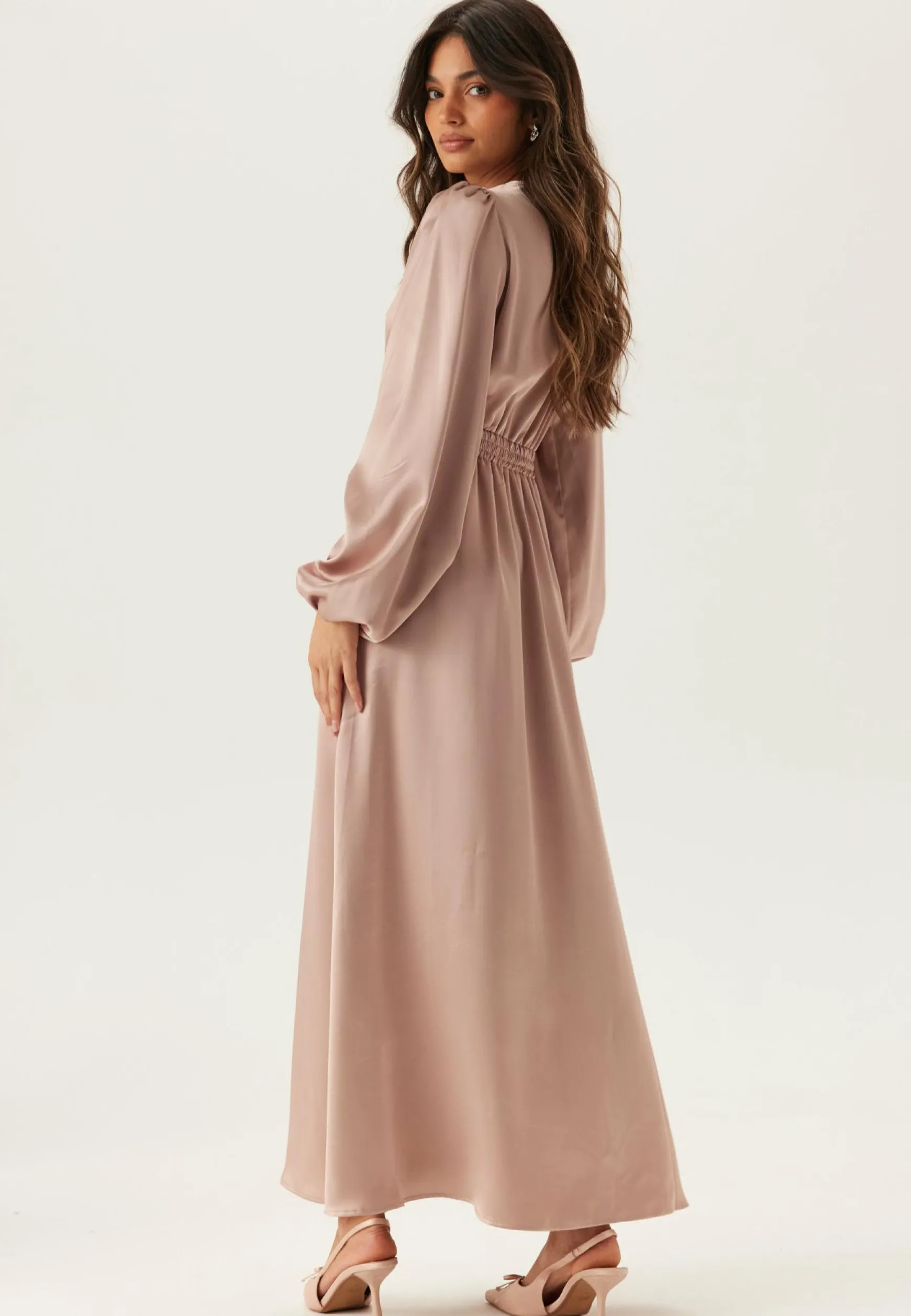 Satin V-neck Maxi Dress