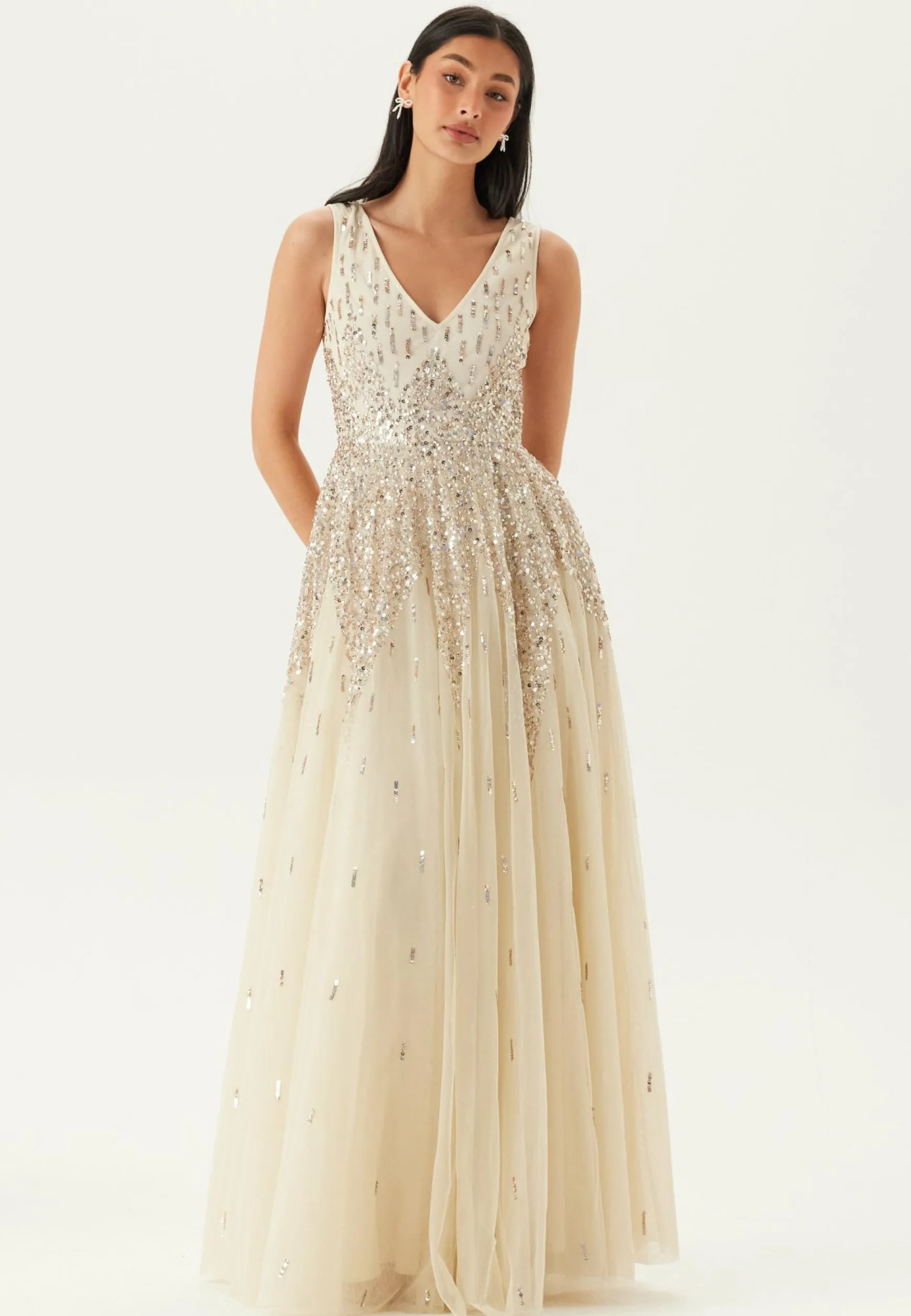 Sequin Sunray Sleeveless Maxi Dress