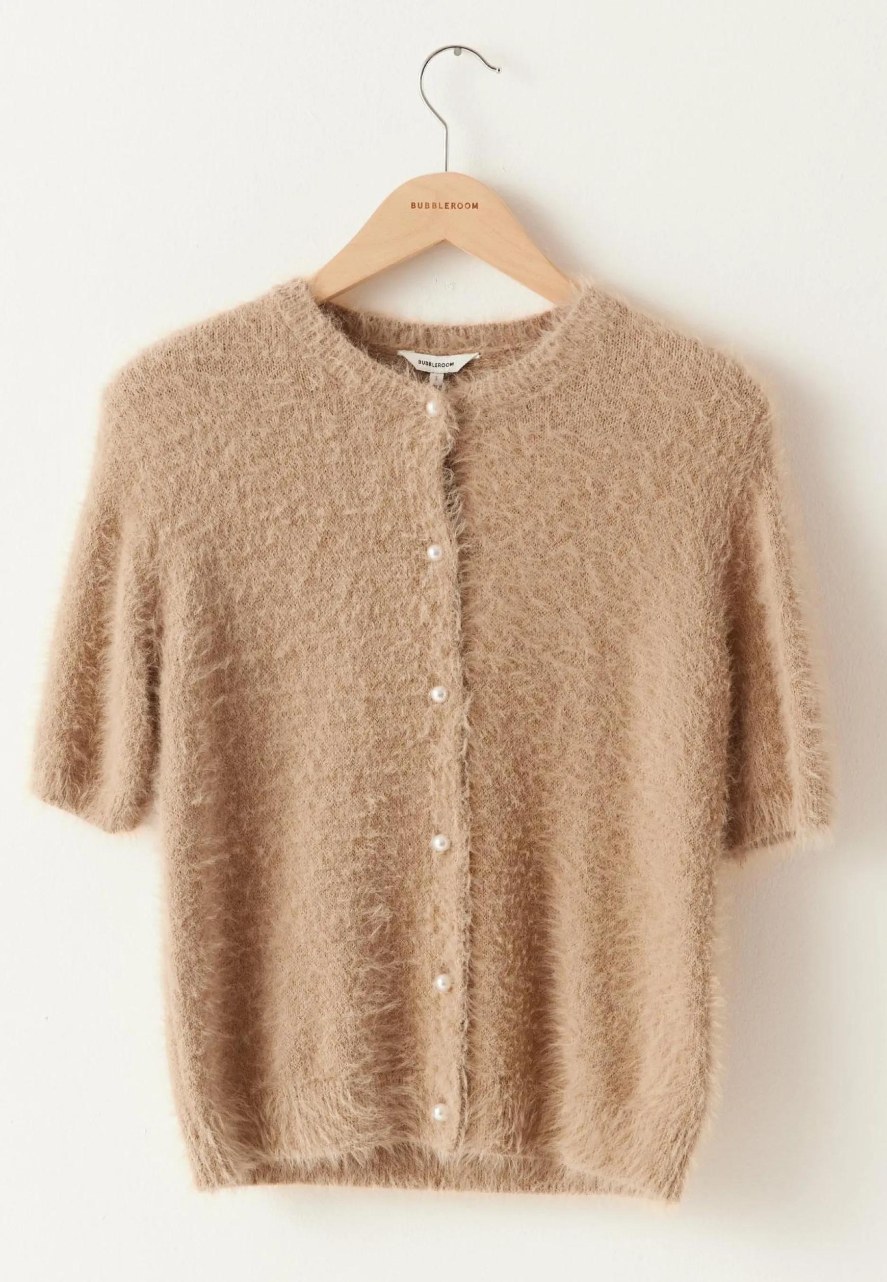 Short Sleeve Fluffy Knitted Cardigan