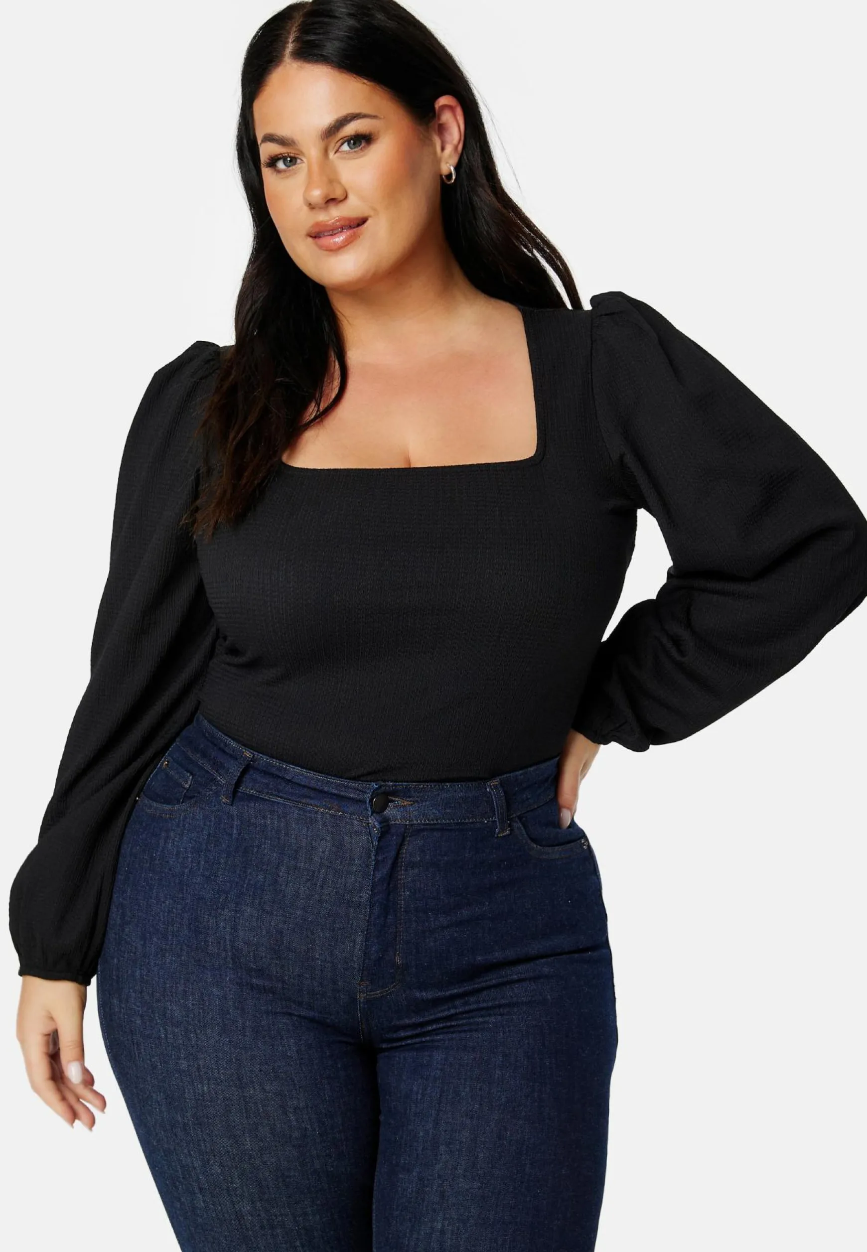 Square Neck Balloon Sleeve Top