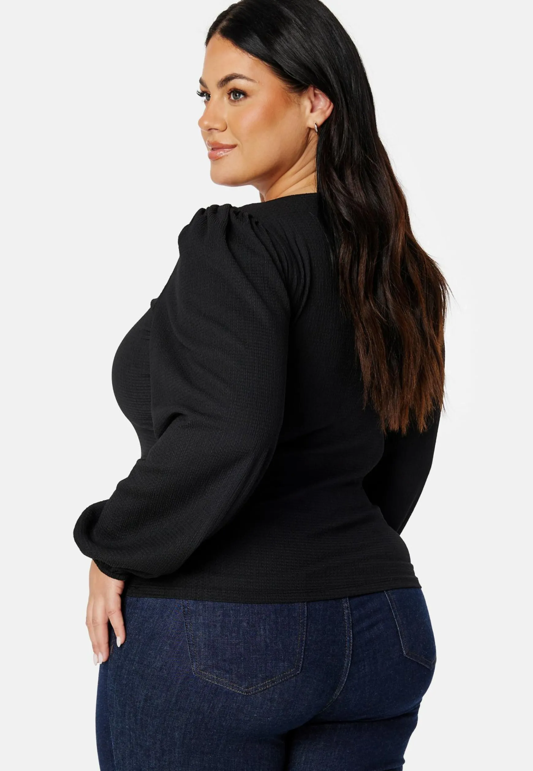 Square Neck Balloon Sleeve Top